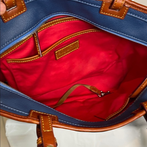 Dooney & Bourke Blue Tote with Brown Trim - Picture 10 of 16
